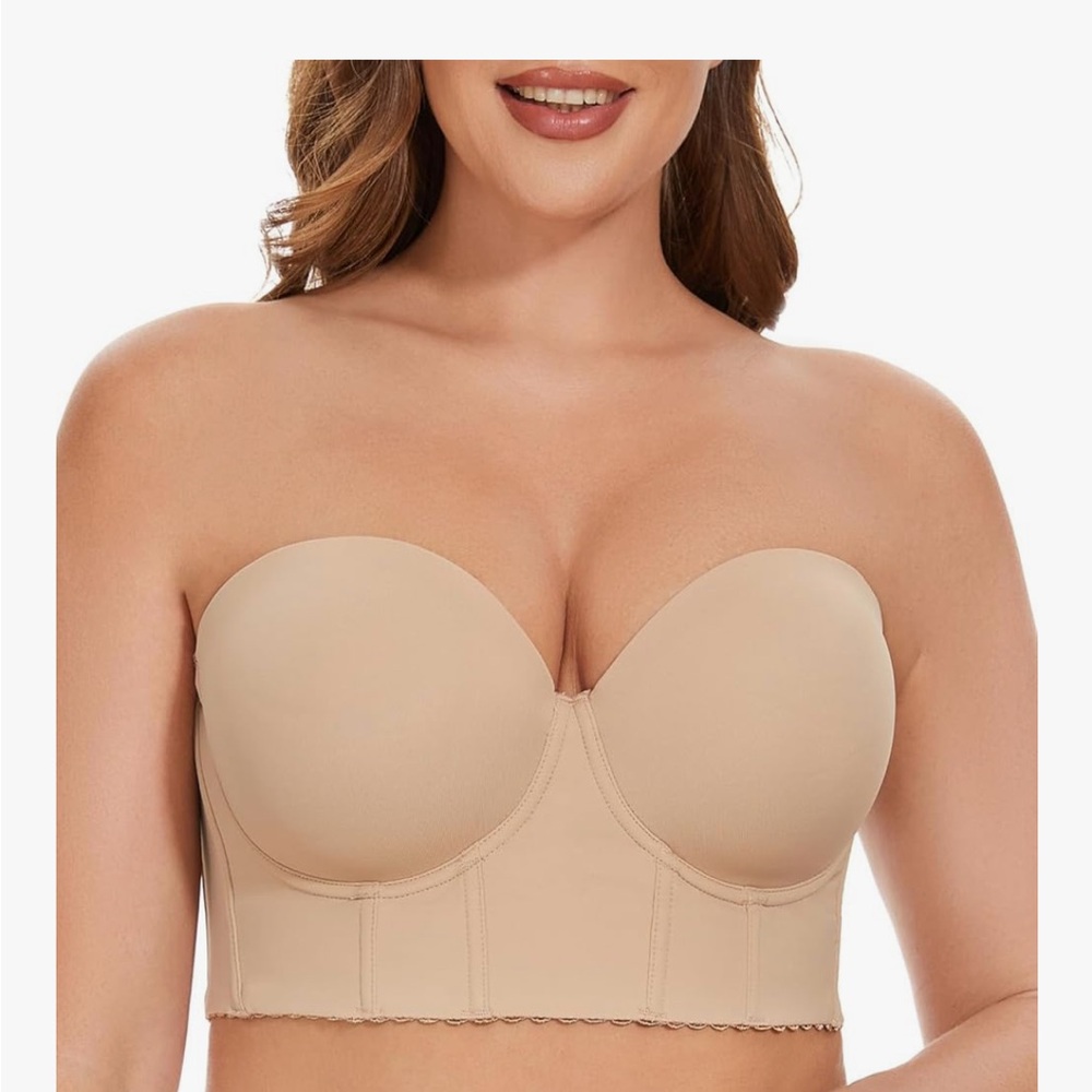 Elegant Strapless Beige Bra